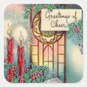 ヴィンテージクリスマスチャーチホリデイ スクエアシール (正面)