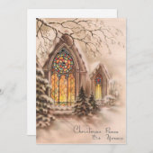 ヴィンテージクリスマスチャーチホリデーカード シーズンカード (正面/裏面)
