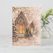 ヴィンテージクリスマスチャーチホリデーカード シーズンカード (スタンド正面)