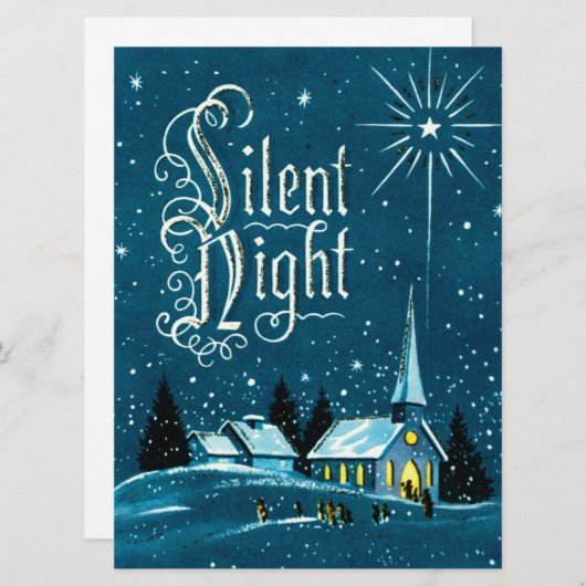 ヴィンテージクリスマスチャーチ静かャーナイト シーズンカード (正面/裏面)