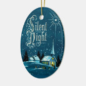 ヴィンテージクリスマスチャーチ静かャーナイト セラミックオーナメント (左)