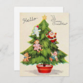 ヴィンテージクリスマスツリーとオーナメント シーズンカード (正面/裏面)