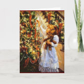 ヴィンテージクリスマスツリーとガールカード シーズンカード (正面)