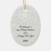 ヴィンテージクリスマスツリーとスノーフレークスホリデーース セラミックオーナメント (裏面)