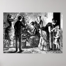 ヴィンテージクリスマスツリーとファミリースケッチ