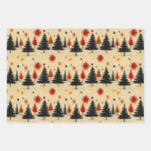 ヴィンテージクリスマスツリーと星 ラッピングペーパーシート (正面2)