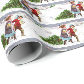 ヴィンテージクリスマスツリーのタイル模様 ラッピングペーパー (ロールコーナー)