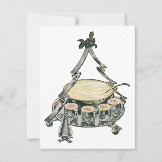 ヴィンテージクリスマスツリーのパンチボウルの卵 シーズンカード (正面)