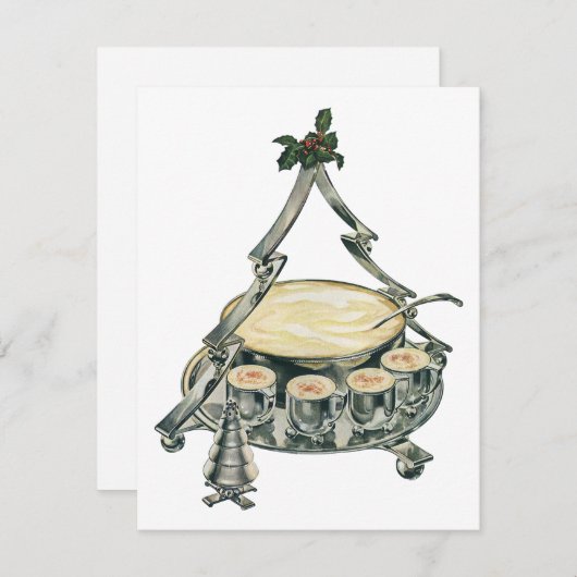 ヴィンテージクリスマスツリーのパンチボウルの卵 シーズンカード (正面/裏面)