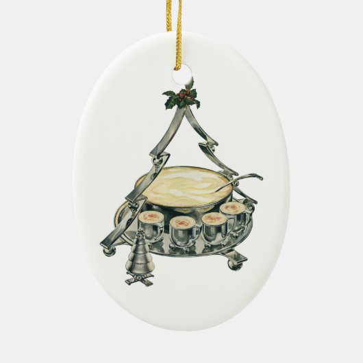 ヴィンテージクリスマスツリーのパンチボウルの卵 セラミックオーナメント (裏面)