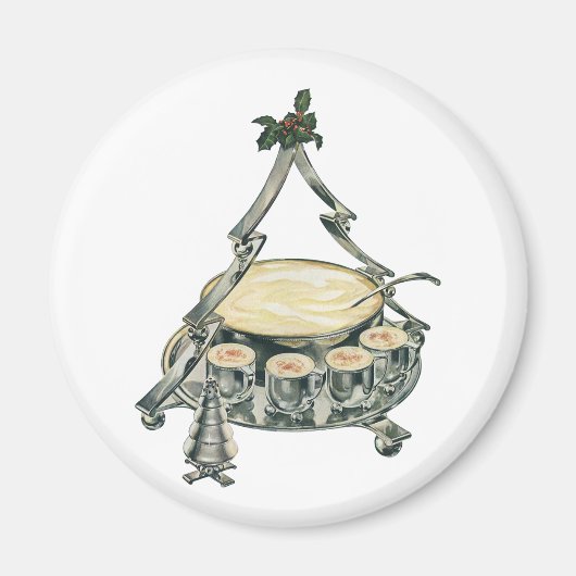 ヴィンテージクリスマスツリーのパンチボウルの卵 マグネット (正面)