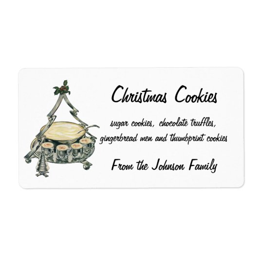 ヴィンテージクリスマスツリーのパンチボウルの卵 ラベル (正面)