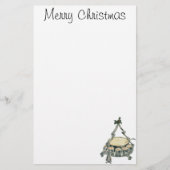 ヴィンテージクリスマスツリーのパンチボウルの卵 便箋 (正面)