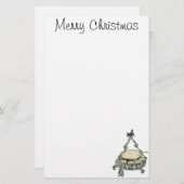 ヴィンテージクリスマスツリーのパンチボウルの卵 便箋 (正面/裏面)