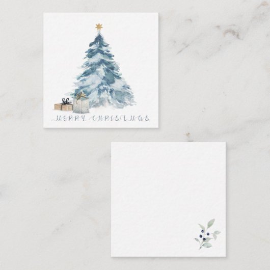 ヴィンテージクリスマスツリーの水色金ゴールド星 ノートカード (正面/裏面)