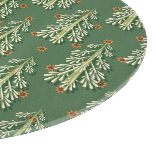 ヴィンテージクリスマスツリーイラストレーションパターン カッティングボード (角)