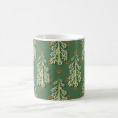 ヴィンテージクリスマスツリーイラストレーションパターン コーヒーマグカップ (中央)
