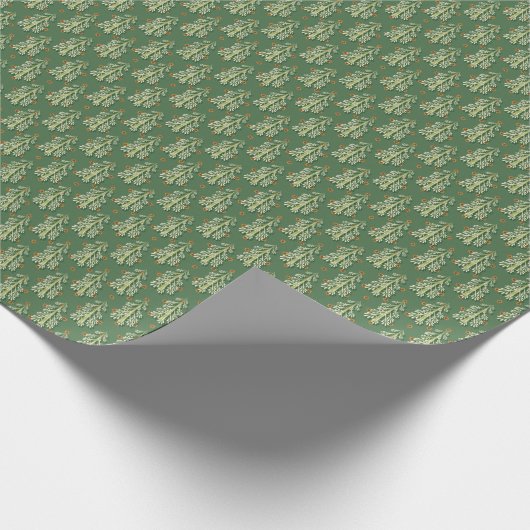 ヴィンテージクリスマスツリーイラストレーションパターン ラッピングペーパー (角)