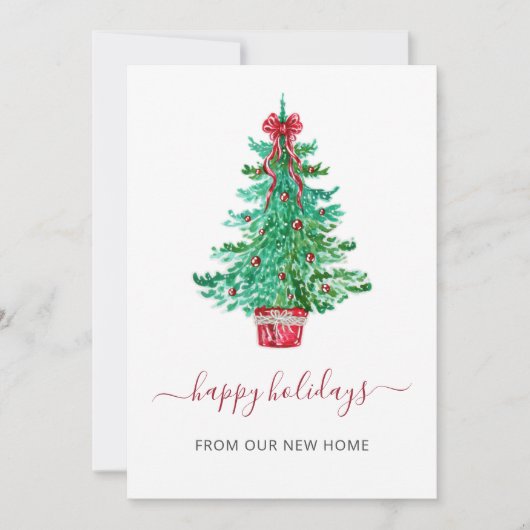 ヴィンテージクリスマスツリーウェーブムーヴェホリデーカード (正面)
