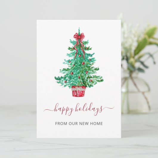 ヴィンテージクリスマスツリーウェーブムーヴェホリデーカード (スタンド正面)