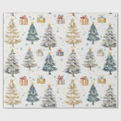 ヴィンテージクリスマスツリーエレガント ラッピングペーパー (フラット)