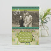 ヴィンテージクリスマスツリーカスタムズ写真ホリデーカード シーズンカード (スタンド正面)