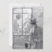 ヴィンテージクリスマスツリーカップル犬の窓のスケッチ シーズンカード (正面)