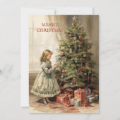 ヴィンテージクリスマスツリーガールギフト シーズンカード (正面)