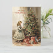 ヴィンテージクリスマスツリーガールギフト シーズンカード (スタンド正面)