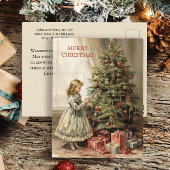 ヴィンテージクリスマスツリーガールギフト シーズンポストカード