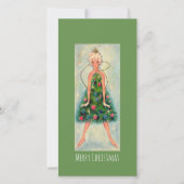 ヴィンテージクリスマスツリーガール ホリデーカード (正面)