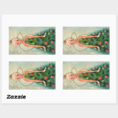 ヴィンテージクリスマスツリーガール 長方形シール (シート)