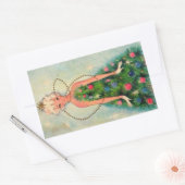 ヴィンテージクリスマスツリーガール 長方形シール (封筒)