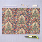 ヴィンテージクリスマスツリーキルトパターンデカップージ 薄葉紙 (クラフト)