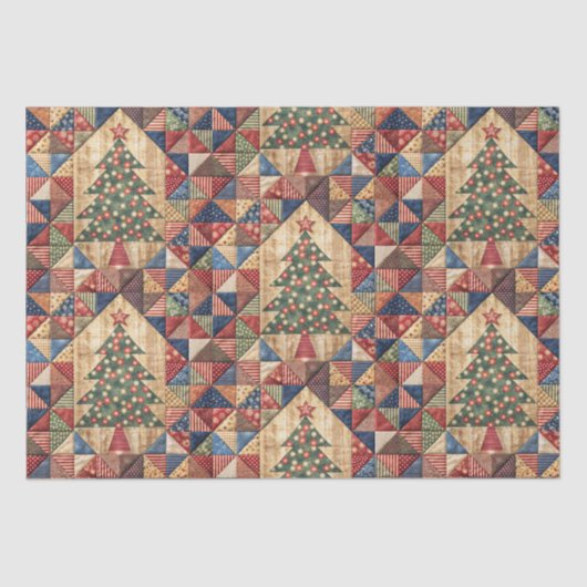 ヴィンテージクリスマスツリーキルトパターンデカップージ 薄葉紙 (正面)