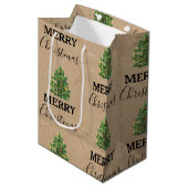 ヴィンテージクリスマスツリークラフトフェスティバルクリスマス ミディアムペーパーバッグ (正面アングル)