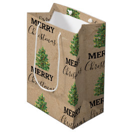 ヴィンテージクリスマスツリークラフトフェスティバルクリスマス ミディアムペーパーバッグ
