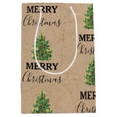 ヴィンテージクリスマスツリークラフトフェスティバルクリスマス ミディアムペーパーバッグ (正面)