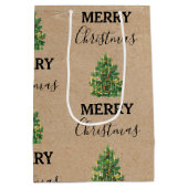 ヴィンテージクリスマスツリークラフトフェスティバルクリスマス ミディアムペーパーバッグ (裏面)