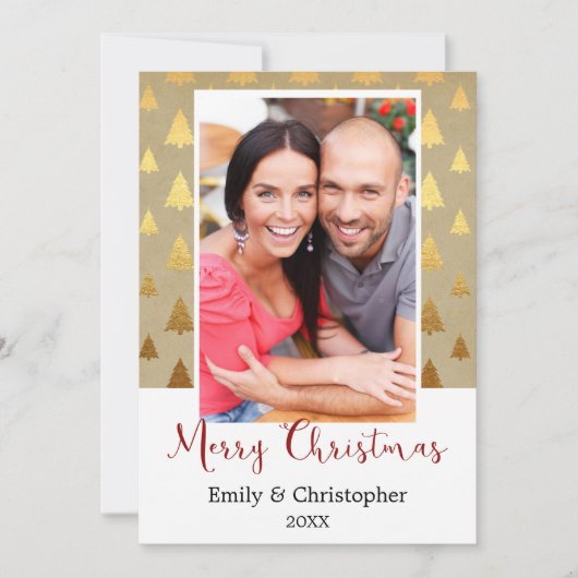 ヴィンテージクリスマスツリークラフト紙フォトカード シーズンカード (正面)