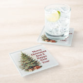 ヴィンテージクリスマスツリーコースター ガラスコースター (アングル)