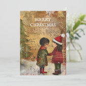 ヴィンテージクリスマスツリーチルドレン雪 シーズンカード (スタンド正面)