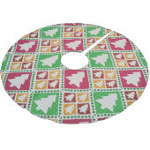 ヴィンテージクリスマスツリーパターン。 ブラッシュドポリエステルツリースカート (アングル)