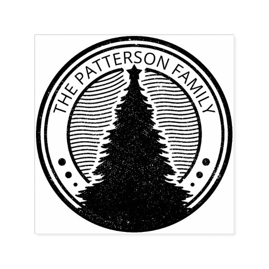 ヴィンテージクリスマスツリーパーソナライズされたサークル セルフインキングスタンプ (デザイン)