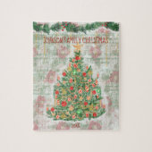 ヴィンテージクリスマスツリーファミリークリスマスイブおもしろい ジグソーパズル (縦)