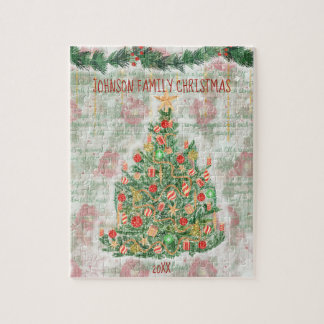 ヴィンテージクリスマスツリーファミリークリスマスイブおもしろい ジグソーパズル