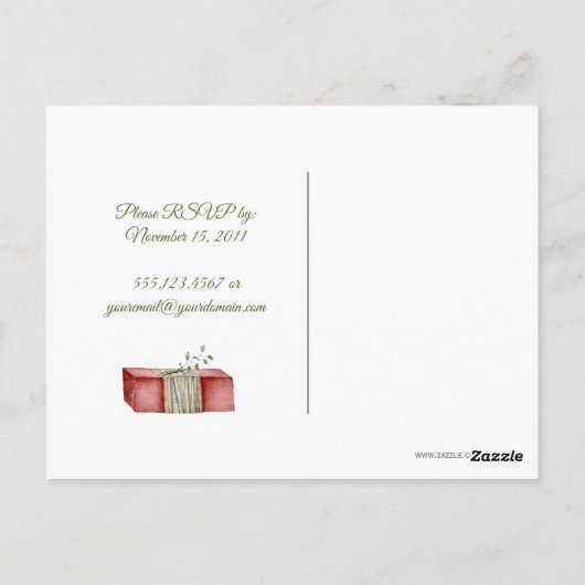 ヴィンテージクリスマスツリープレゼントホリデーパーティー ポストカード (裏面)