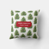 ヴィンテージクリスマスツリーホリデイ名前をカスタムする クッション (裏面)