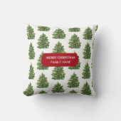 ヴィンテージクリスマスツリーホリデイ名前をカスタムする クッション (正面)