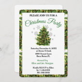 ヴィンテージクリスマスツリーホリデーパーティー招待状 招待状 (正面/裏面)